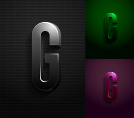 3d dark letter G, condensed gloomy alphabet, vector illustration 10eps.