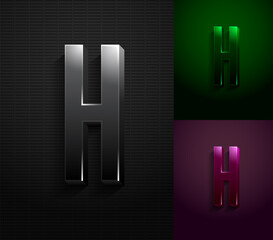 3d dark letter H, condensed gloomy alphabet, vector illustration 10eps.