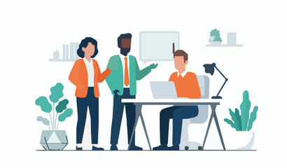 Obraz premium Business team working together in office flat vector