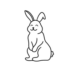 Cute bunny simple line art illustration