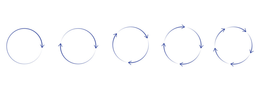 Circle arrows. Circular process, rotate infographic element. Round step loop, sync loading arrow symbol. Rotation option editable stroke vector recycle refresh signs symbol 