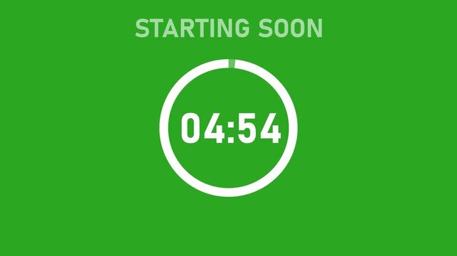 Five minute countdown timer animation from 300 second to 0 second on transparent background, 5 minute countdown timer,countdown video with alpha channel.