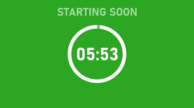 Six minute countdown timer animation from 360 second to 0 second on transparent background, 6 minute countdown timer,countdown video with alpha channel.