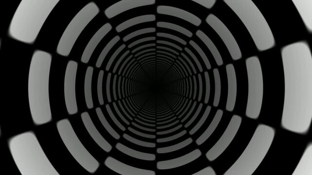 Hypnotic Black and White Abstract Tunnel Vortex - Infinite Zoom