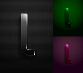3d dark letter L, condensed gloomy alphabet, vector illustration 10eps.