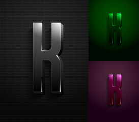 3d dark letter K, condensed gloomy alphabet, vector illustration 10eps.