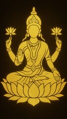 Obraz premium Golden deity on lotus mobile wallpaper