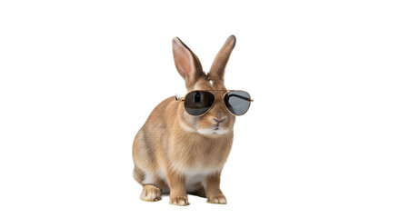 Fototapeta premium A cool rabbit wearing sunglasses on transparent background