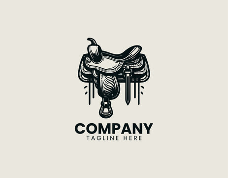 Western horse saddle in clean modern vector illustration style