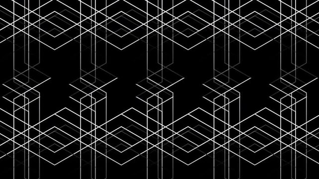 technological abstract hexagon honey comb motion background loop Abstract black minimal motion background with white lines.