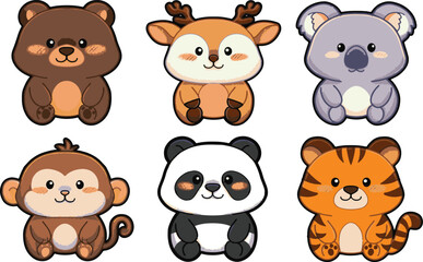 Obraz premium clipart jungle animals, vektor of jungle animals for cute stickers