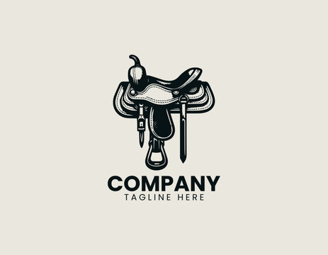 Western horse saddle in clean modern vector illustration style