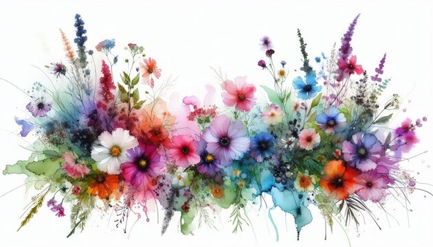 Ilustraci&oacute;n de flores en estilo acuarela