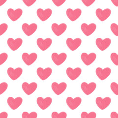 seamless pattern of pink hearts on a transparent background