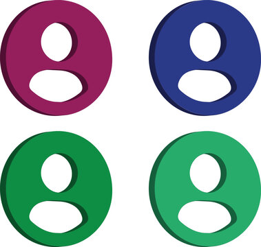 3D Icon User Profile Avatar Circle Button Colorful Social Media Account Symbol Modern Minimal UI Element Set Isolated Design Transparent Background