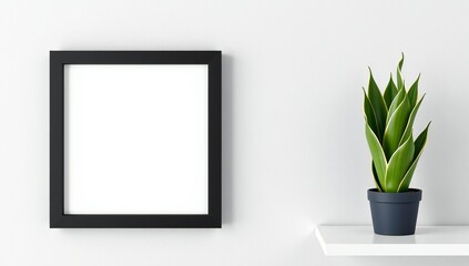Minimalist shelf with aloe plant