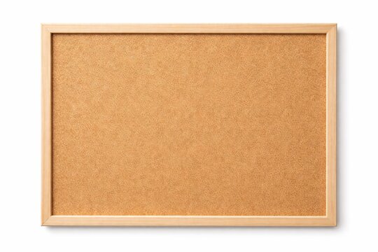 Empty cork board with wooden frame isolated on white background for your message