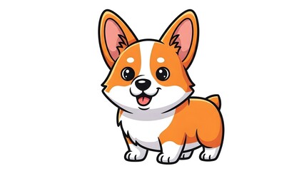 Obraz premium A cute cartoon corgi dog with a happy expression on transparent background