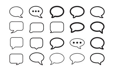 Fototapeta premium Outline collection of speech bubbles and chat icons, great for messaging, feedback and dialogue interface design