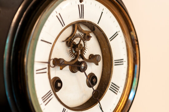 Brass mechanism on an old clock from 1850