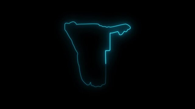 Namibia map with a glowing neon light effect