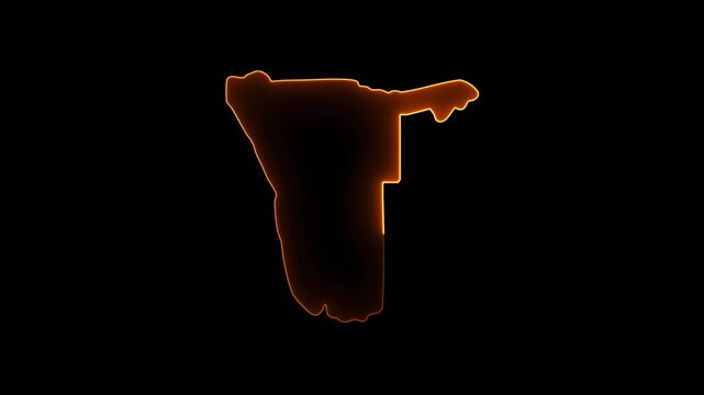 Namibia map outline glowing orange light