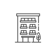4階建てベランダ付きマンション･アパートのベクターアイコン（線画・モノクロ）Editable Stroke