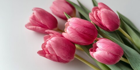 Fototapeta premium Pink Tulips Bouquet: Spring's Delicate Beauty in Bloom