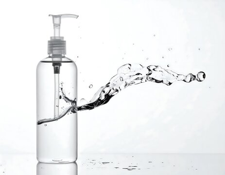 Hand sanitizer dispensing clear liquid