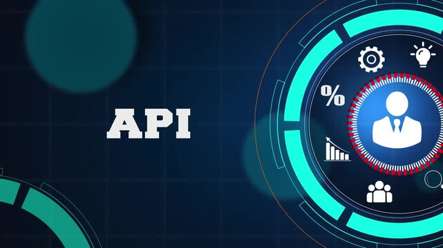 Strategic business api management and digital connection dashboard featuring professional icons for corporate development and operational success