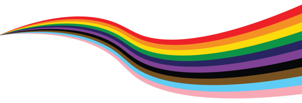 Rainbow Pride Flag Waving &ndash; LGBTQIA+ Symbol Isolated on White, Vector Design for Pride Month