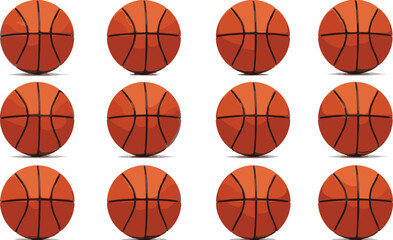 Obraz premium Basketball Ball Vector Illustration Set with Different Angles and Rotations Isolated on White Background for Sports Design