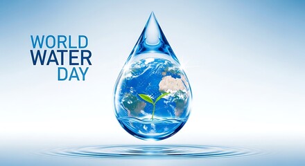 Obraz premium World water day earth globe in teardrop with ripple effect on blue background conservation concept