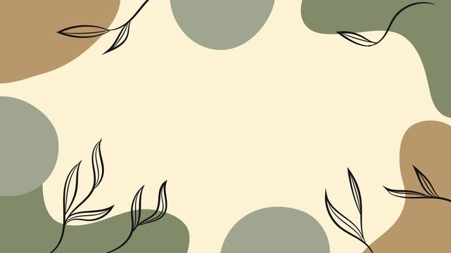 Botanical Background Bohemian Animation with Hand Drawn Leaves.
