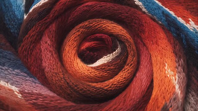 Abstract Swirling Texture of Vibrant Colors in a Detailed Macro View with Warm Reds Oranges and Cool Blues