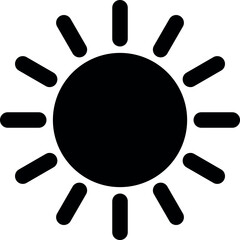 sun silhouette symbol icon, black and white illustration
