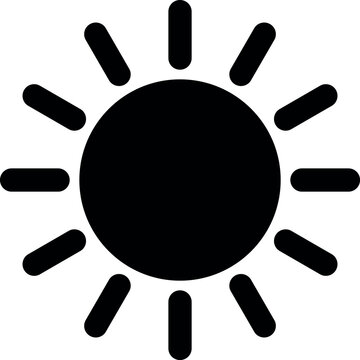 sun silhouette symbol icon, black and white illustration