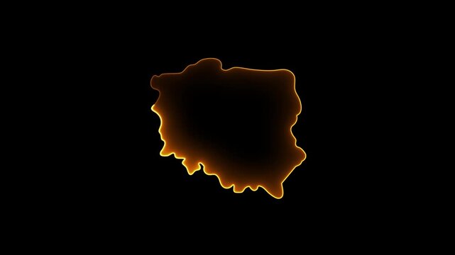 Poland map shape glowing orange on black