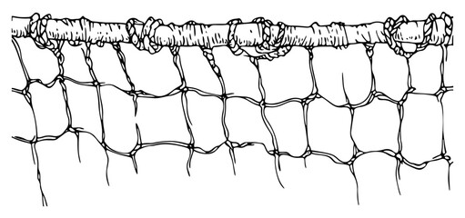 Detailed close up of a soccer goal net with knots hand drawn © Kaz