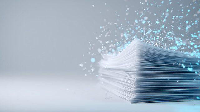 ペーパーレス化・DX推進コンセプト &ndash; 紙書類がデジタルデータへ変換されるビジネスイメージ