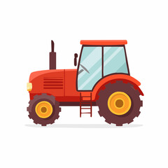 Obraz premium Red cartoon tractor illustration for agricultural or farming concepts
