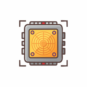Illustration of a computer CPU with fan, vector design