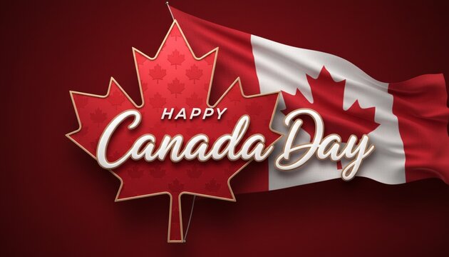 Happy Canada Day Greeting Design - Patriotic Red and White Background. A vibrant and modern digital illustration dedicated to the Canadian national holiday.