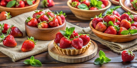 Fototapeta premium Set of strawberries: Creative recipes and ideas for incorporating this versatile ingredient into your meals and desserts.