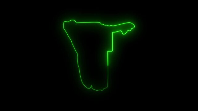 Namibia country map outline neon glow