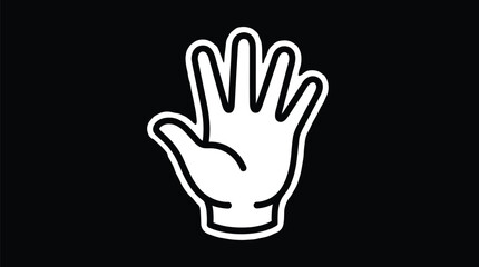 Obraz premium White Rubber Cleaning Glove Icon on Black Background, Minimal Flat Household Protection Symbol for Hygiene and Sanitation Vector Illustration