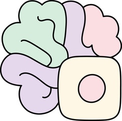 Obraz premium Pastel Abstract Organic Brain Icon Color