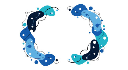 Abstract Blue Fluid Organic Shapes Frame on White Background