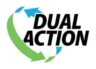 Double Action, dual action, 2x vector icon logo badge