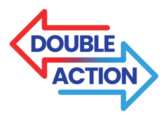 Double Action, dual action, 2x vector icon logo badge